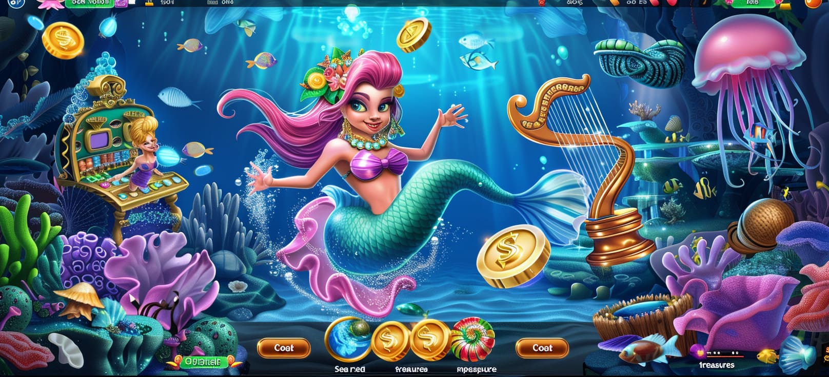 Caça-níqueis de sereia online com tesouros do mar no 7ff cassino